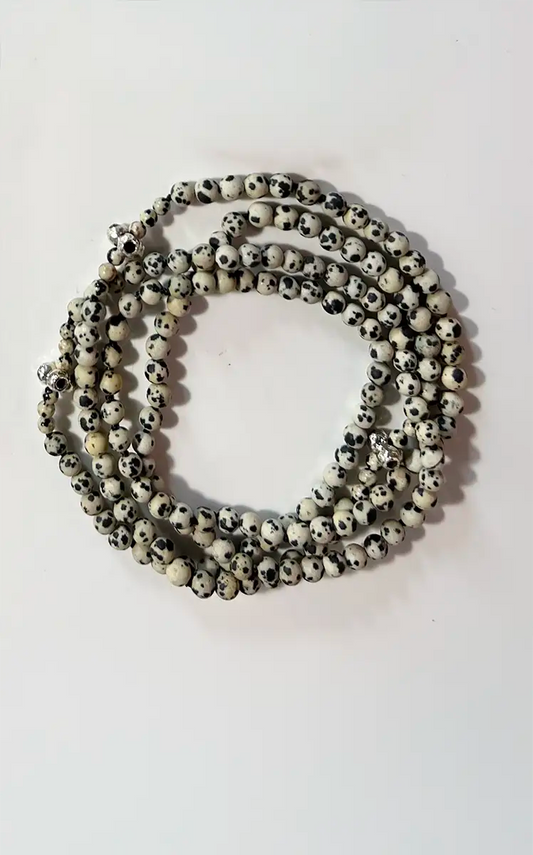 Kirsten Muenster Dalmatian Jasper with Silver Beads Necklace