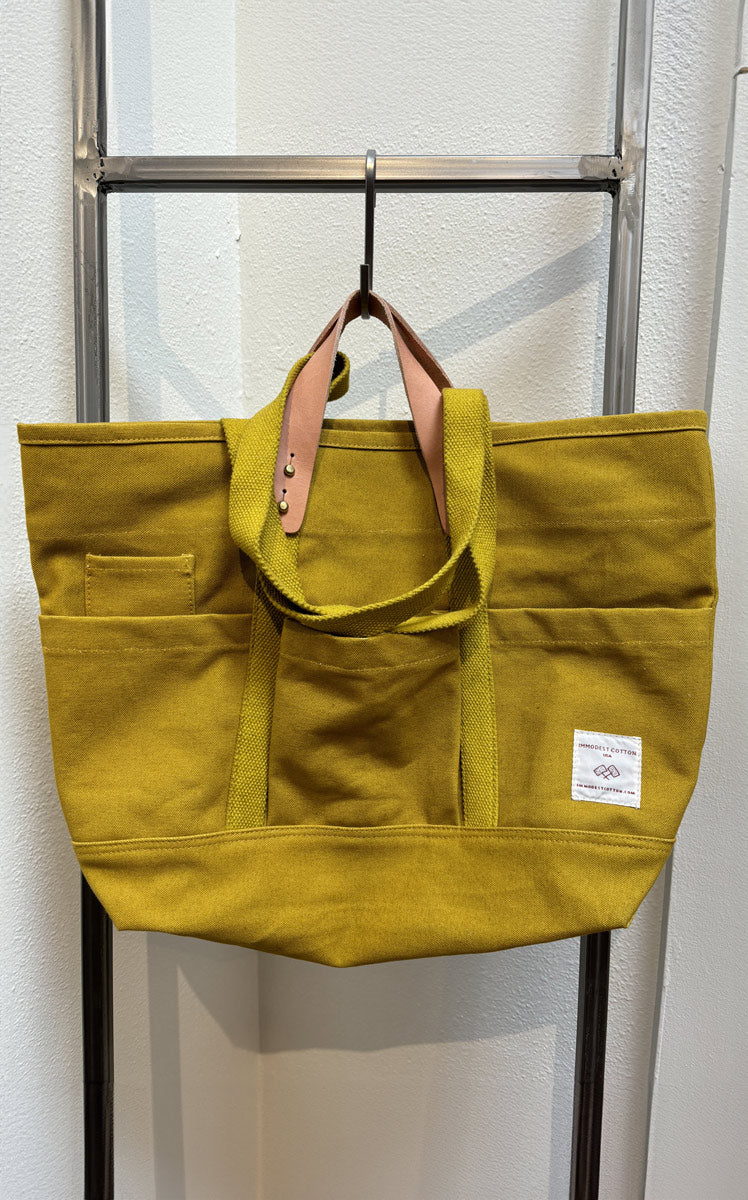 Immodest cotton construction tote in chartreuse