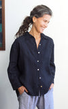 Oversized Workshirt in Ink Linen