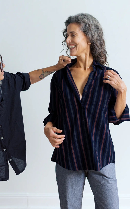 Oversized Workshirt in Stripes