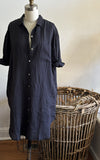 Oxford Shirt Dress in Ink Linen