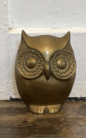 Vintage Mid century brass owl sculpture