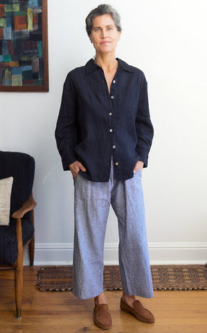 Pancho Pant in Chambray Stripe