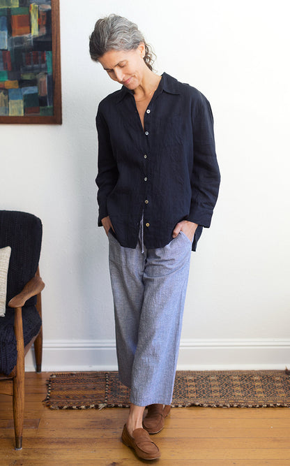 Pancho Pant in Chambray Stripe