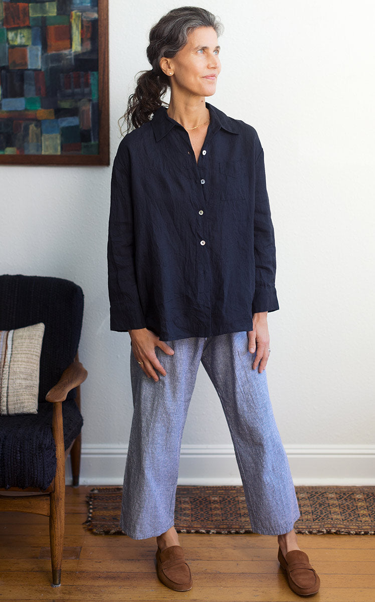 Pancho Pant in Chambray Stripe