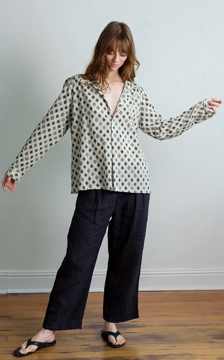 Potter's Top in Cream Jamdani