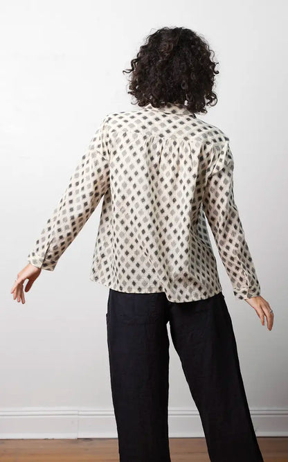 Potter's Top in Cream Jamdani