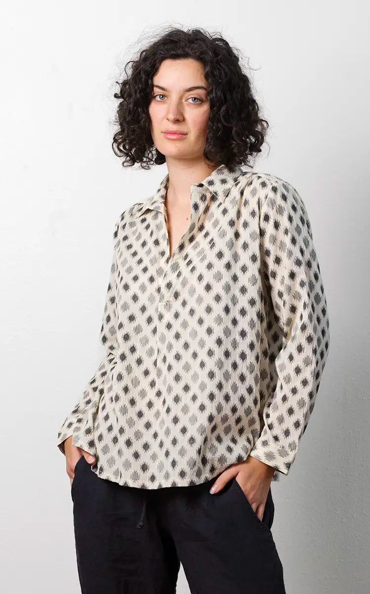 Potter's Top in Cream Jamdani