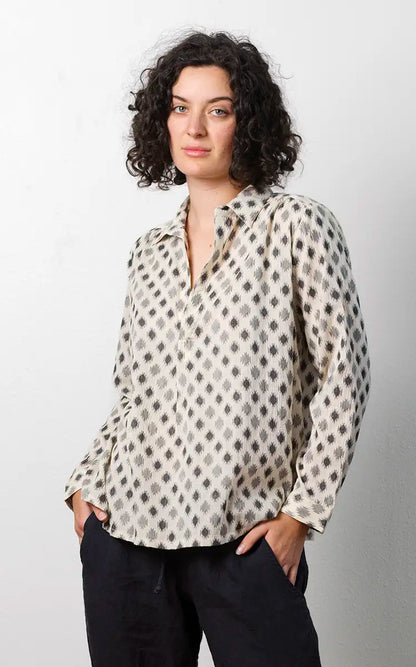 Potter's Top in Cream Jamdani