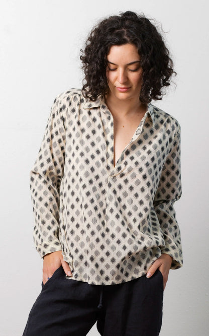 Potter's Top in Cream Jamdani