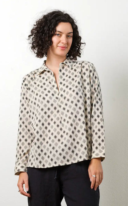 Potter's Top in Cream Jamdani
