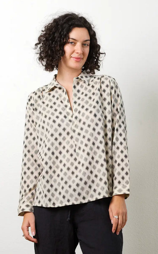 Potter's Top in Cream Jamdani