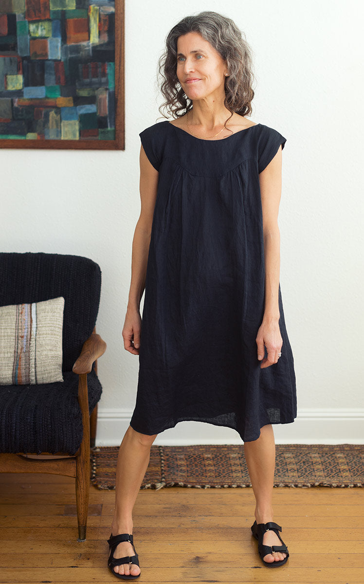 Stella Dress in Ink Linen