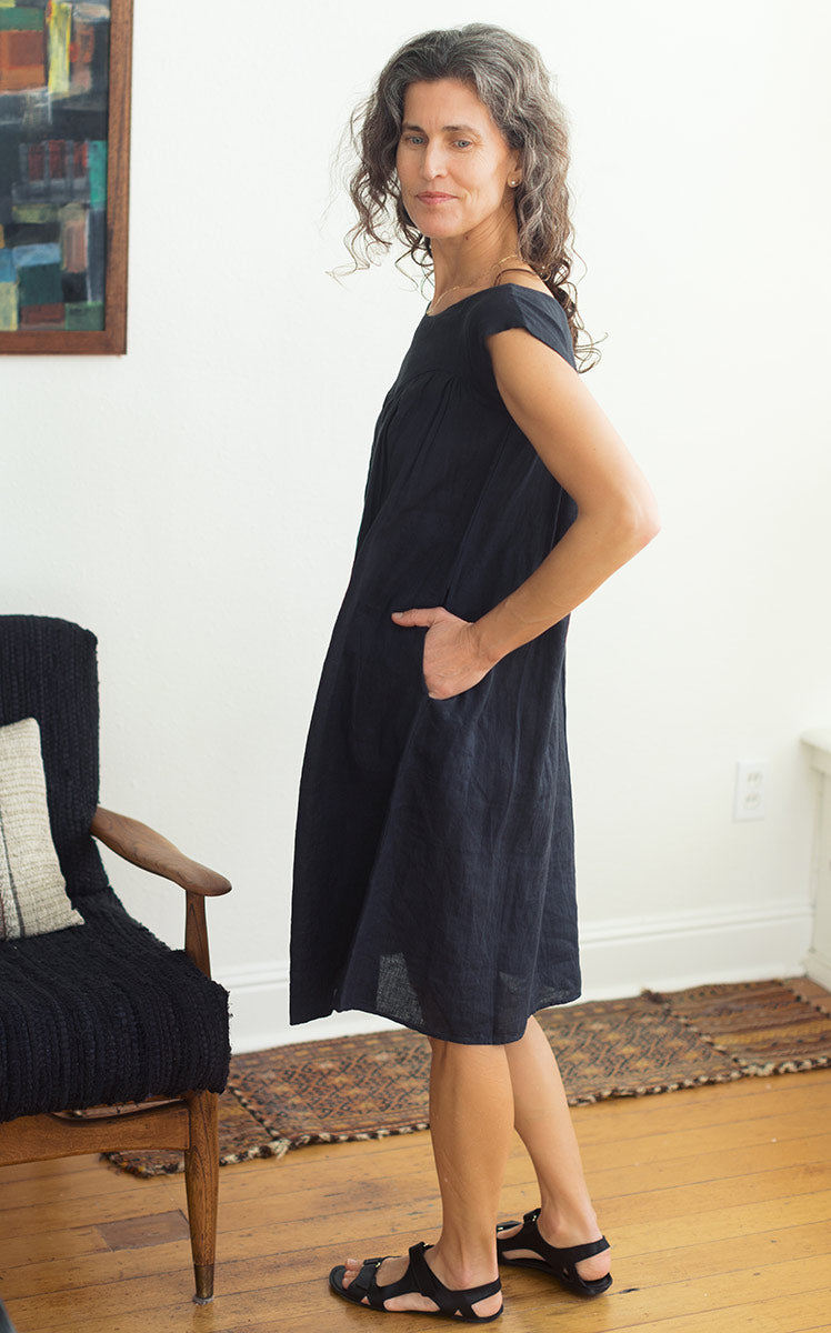 Stella Dress in Ink Linen