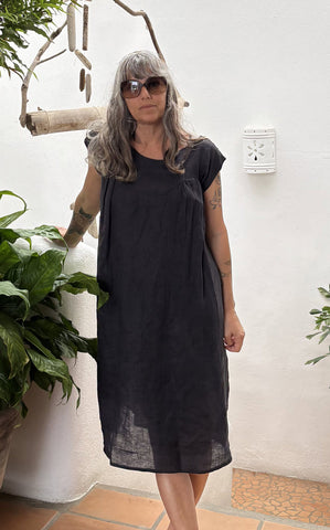 Stella Dress in Ink Linen