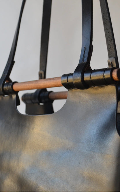 Talouha Wood Handle Bag in Black