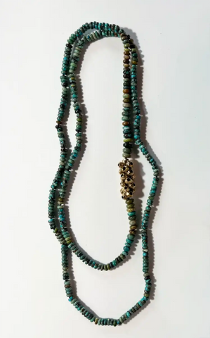 Kirsten Muenster Turquoise with Yellow Bronze Bead Necklace