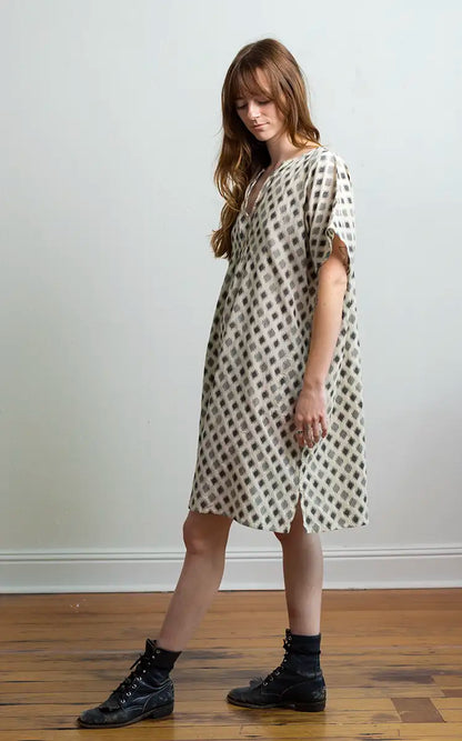 Viv Dress in Cream Jamdani