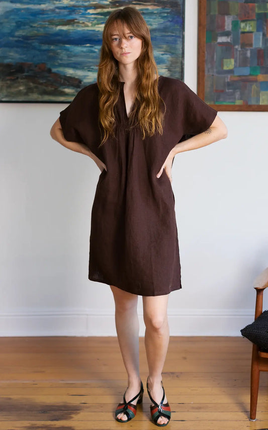 Viv Dress in Rosewood Linen