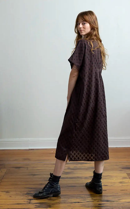 Viv Dress Long in Rosewood Jamdani