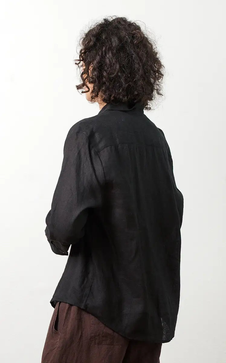Workshirt in Black Linen