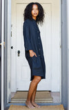 Workshirt Dress in Black Linen