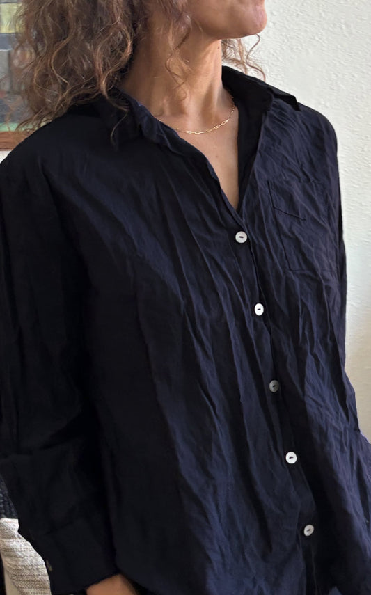 Workshirt in Ink Crinkled Cotton