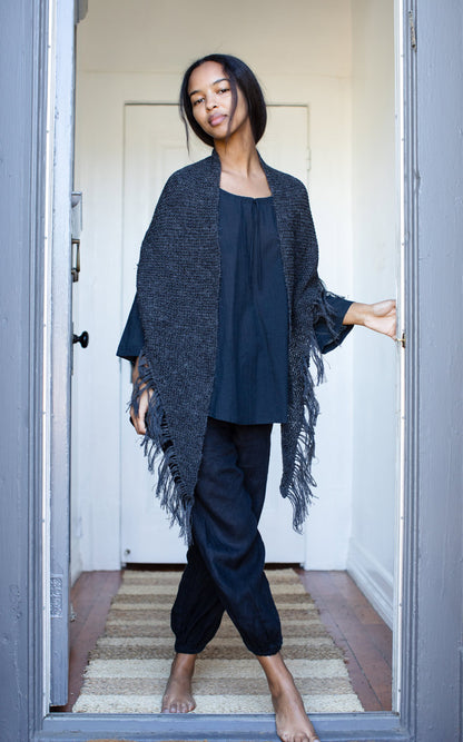 Alpaca Shawl in Charcoal