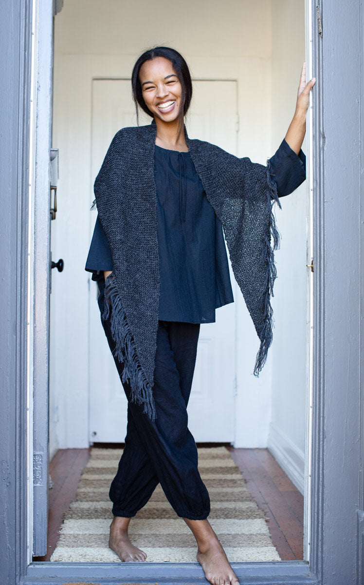 Alpaca Shawl in Charcoal