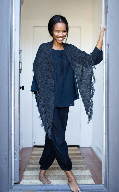Alpaca Shawl in Charcoal