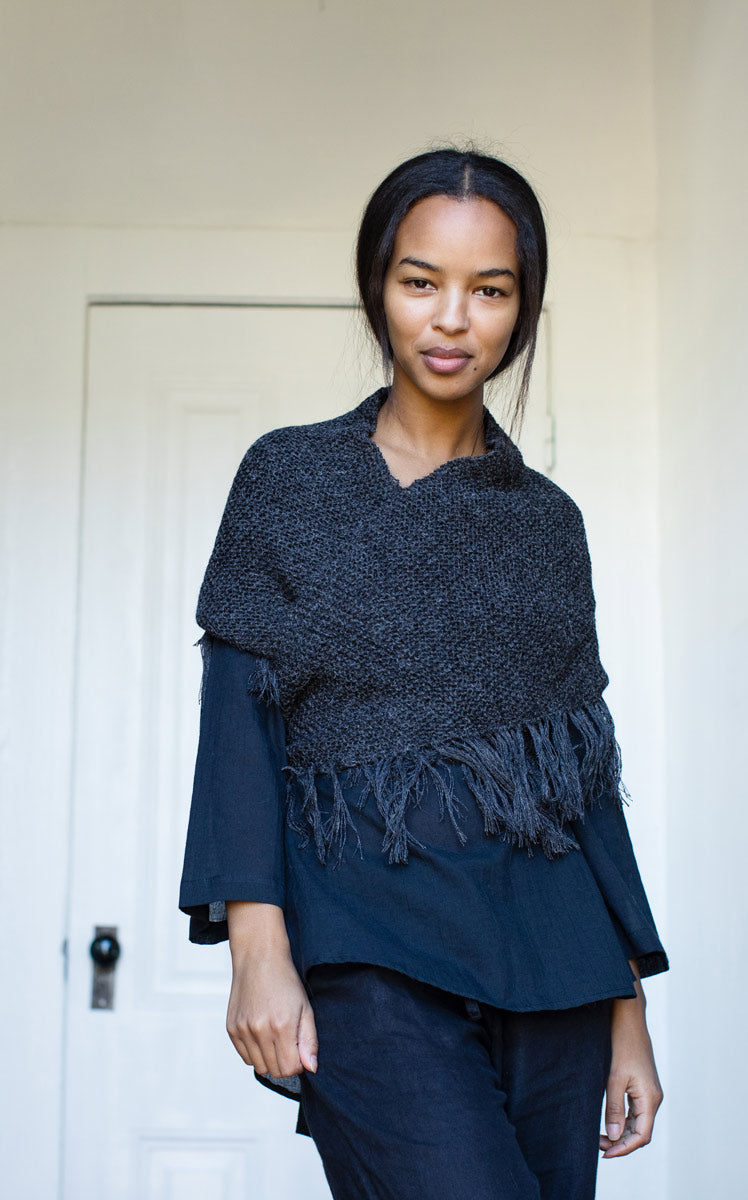 Alpaca Shawl in Charcoal