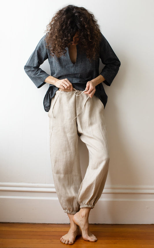 Potters Pant in Mushroom Linen