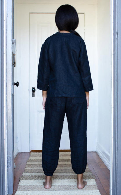 Potters Pant in Noir Handkerchief Linen
