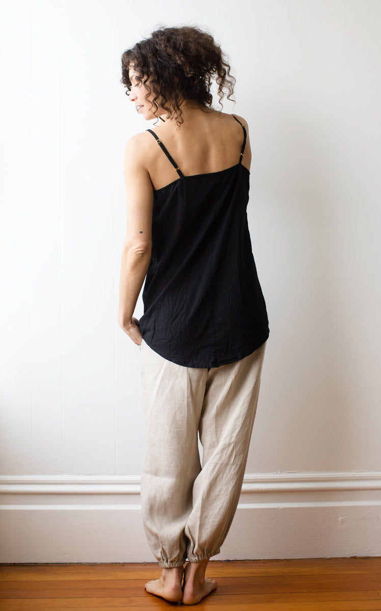 Underpinning in Black Crinkled Cotton