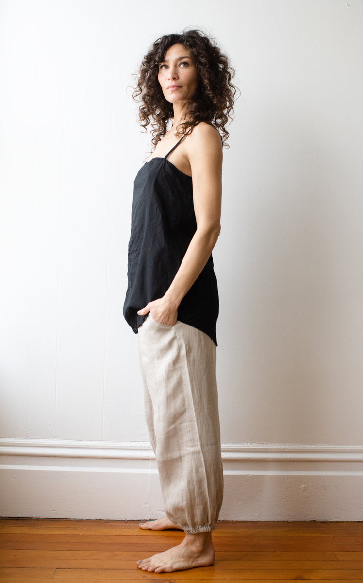 Underpinning in Black Crinkled Cotton